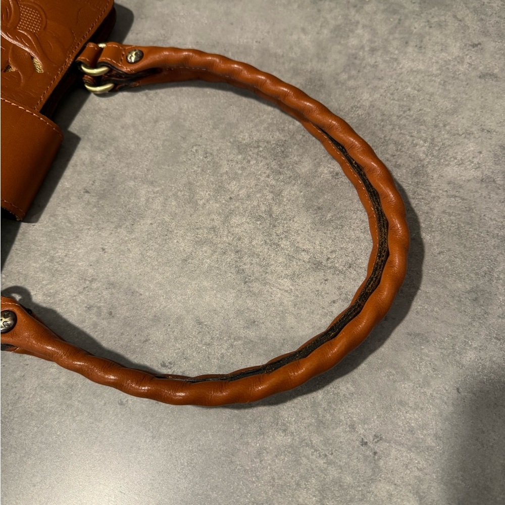 Patricia Nash Rosina Cut Out Tooled Leather Satchel Tan Gold! Beautifully Bag!! - Picture 4 of 13